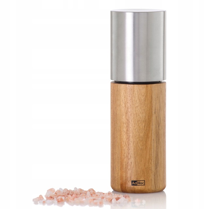 Rasnita AdHoc Ikon S, otel inoxidabil si lemn de acacia, design elegant, 16cm, pentru piper sau sare