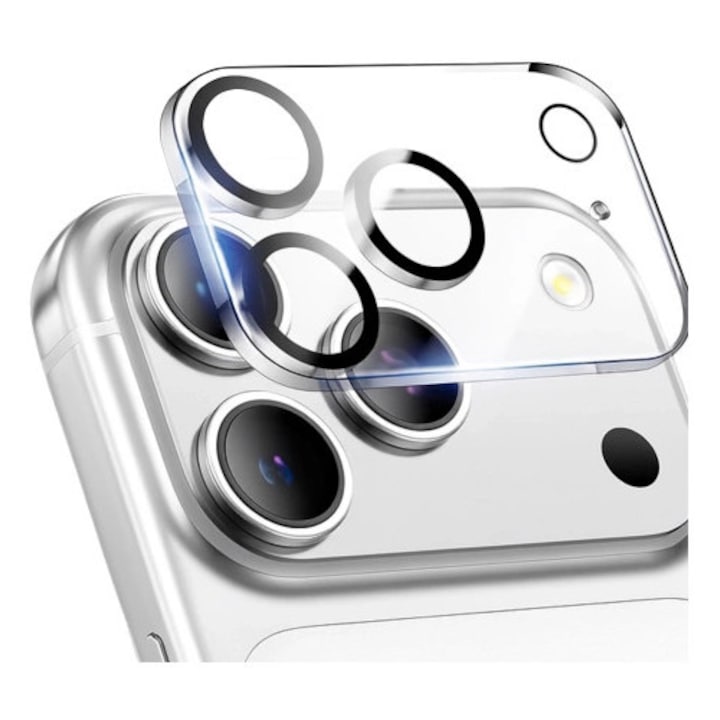 Folie de protectie pentru obiectiv aparat foto Apple iPhone 17 Pro Max, Alogy Lens Protector Pro+, 9H, transparenta, set complet