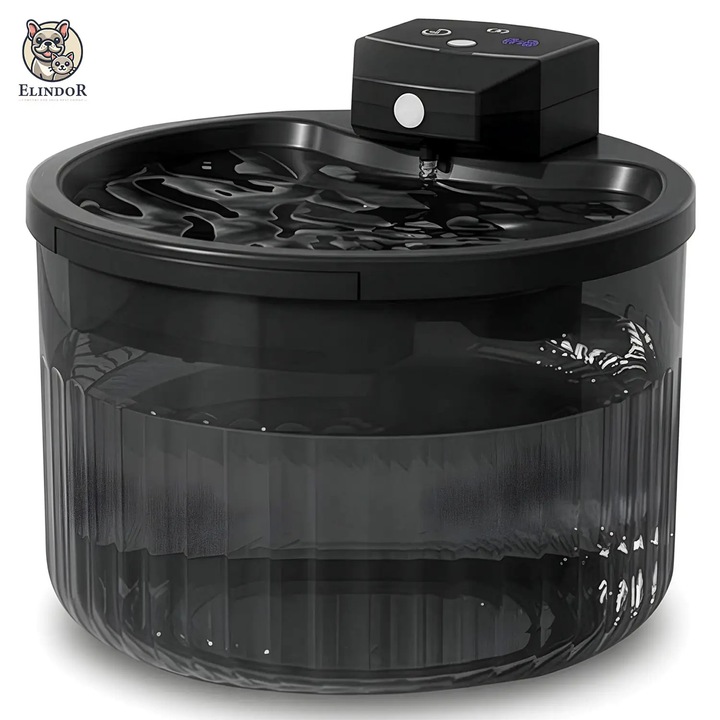 Fantana Automata Wireless Elindor, 3L, Filtru Activ, Negru, 20x20x16cm
