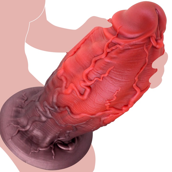 Dildo Anal Gros Joc Sex Toy Plug HANITUOR 7.2cm Diametru Mare Silicon Monstru cu Suport Adsorbant Realistic pentru Utilizatori Avansati, Femei si Barbati​ silicon, rosu negru 19x7.2cm