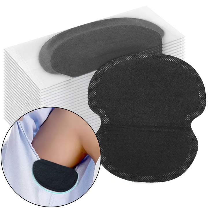 Set 50 Absorbante CCmax pentru Transpiratie Axila, Negru, Ultra Absorbante, Anti Pete, Autoadezive, Unisex, Confort 24H, Protectie Pentru Haine Inchise la Culoare