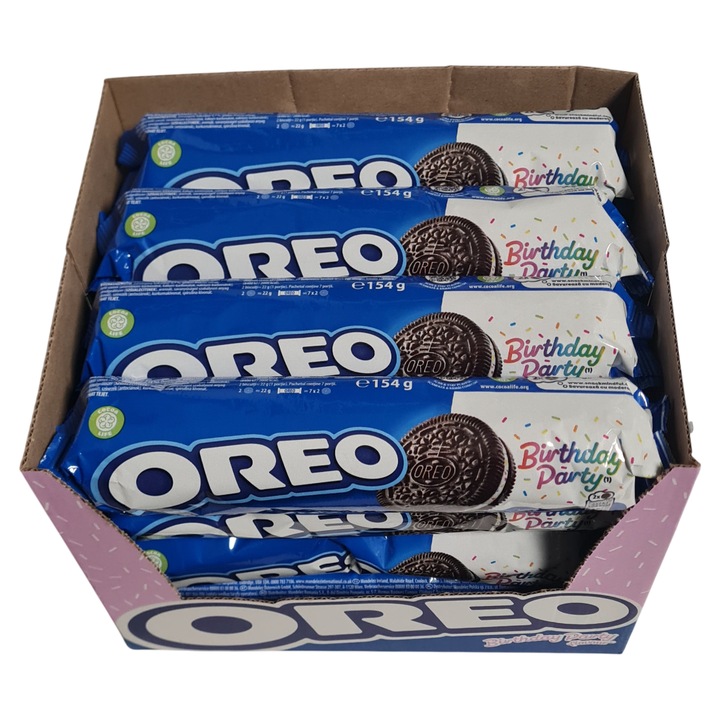 Oreo Birthday Party Big Pack, Biscuiti cu Aroma de Caramel, 16 bucati x 154 Gr