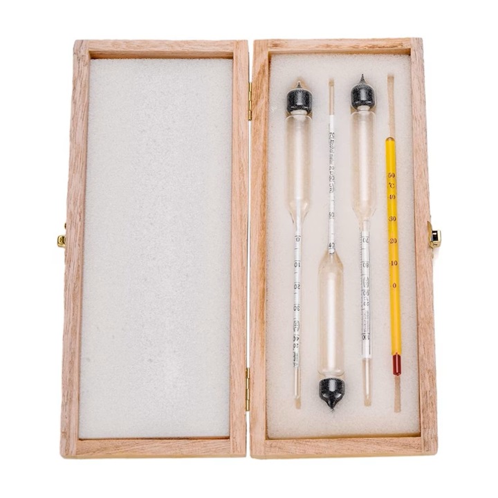 Set 3 instrumente masurare alcool SuooTci cu termometru, portabil, 25x11x3.2cm