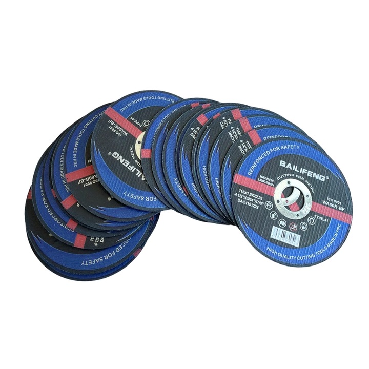 Set 25 Discuri de Taiat Metal 115x1.2 mm, Tip Abrasiv WA60R, pentru Polizor Unghiular, Viteza Max. 13300 RPM