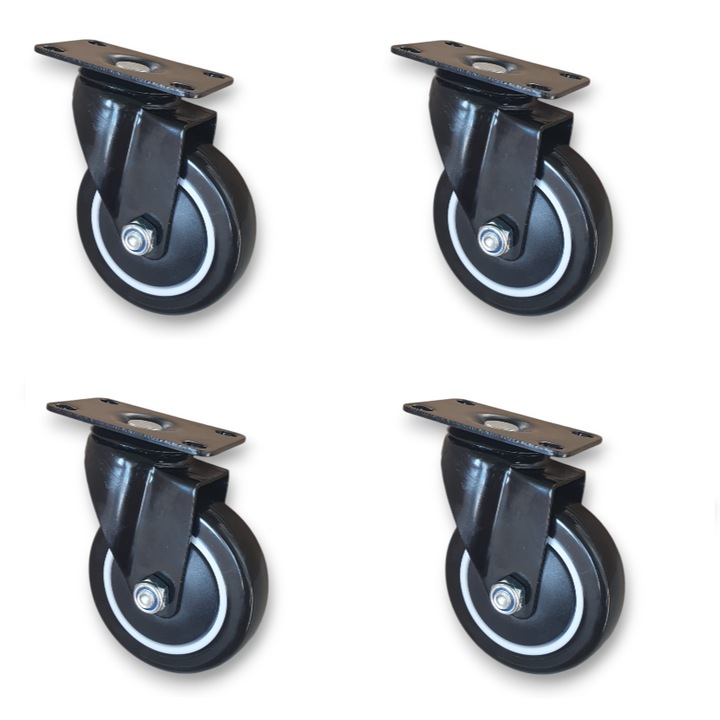 4 db-os forgó görgő készlet 100 mm 440 kg – Teljes mobilitás bútorokhoz és kocsikhoz