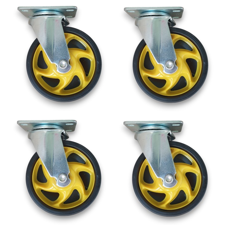 Set 4 roti pivotante, diametru 125 mm, polipropilena, greutate maxima suportata 600 kg