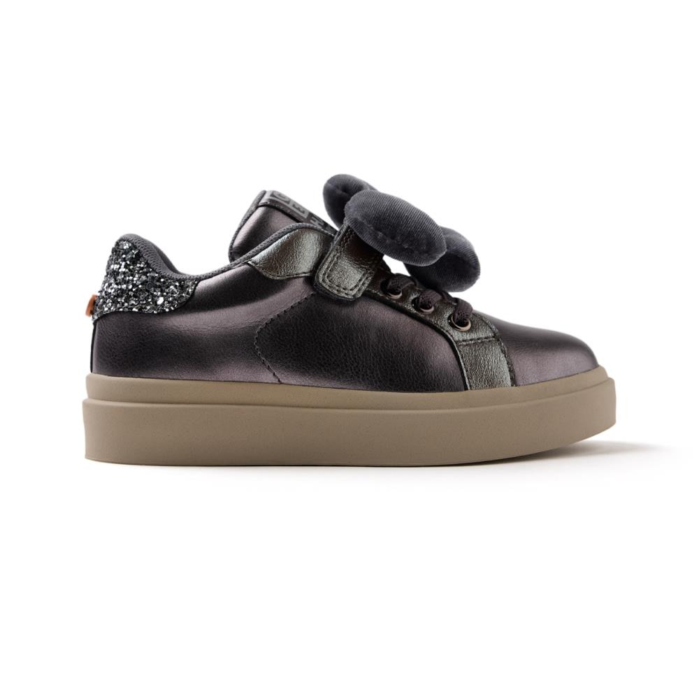 Gioseppo, Pantofi sport de piele ecologica cu aplicatie florala Almont, Gri, 33 EU