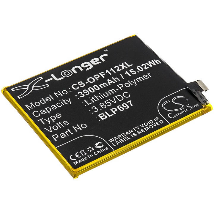 Baterie mobilă Cameron Sino CS-OPF112XL Li-Polymer 3900mAh, Neagră, 78.90x65.00x4.36mm