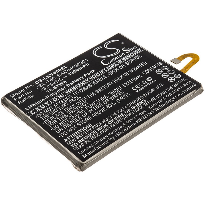 Baterie mobilă Cameron Sino CS-LKV600SL Li-Polymer 4900mAh, negru, 76.36x62.25x5.60mm