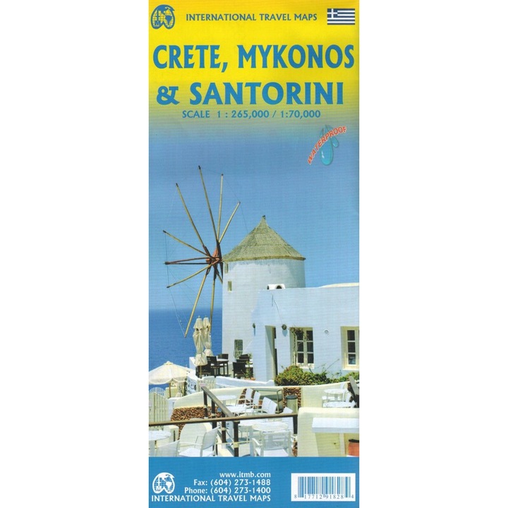 Kreta, Mykonos i Santorini. Wodoodporna mapa samochodowa. Wyd. 2023. ITMB