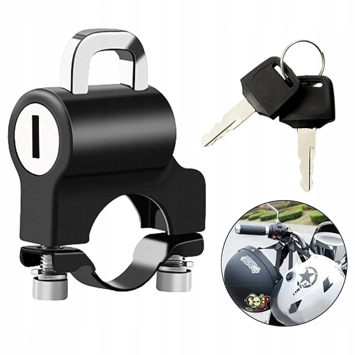 Zola sisak lopásgátló, 22x24 mm-es kormányrögzítés, alumíniumötvözet, fekete/ezüst