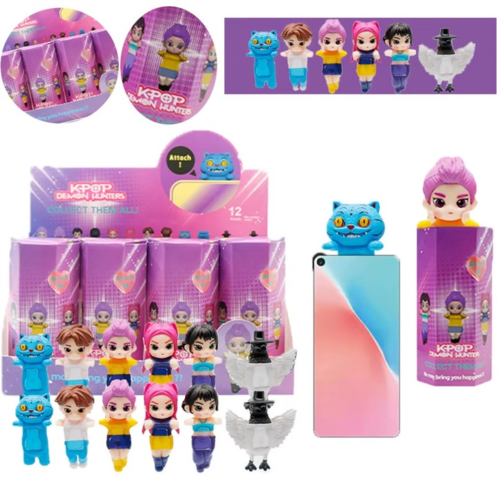 Figurine K-Pop Devil Hunter, modele de colectie, cutii misterioase, design rafinat, pot fi folosite ca decoratiuni pentru birou sau accesorii pentru telefoane mobile, 12 piese