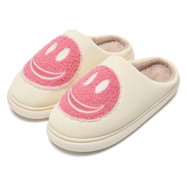 Papuci de casă dama maxvinci, design retro, Alb, 40-41