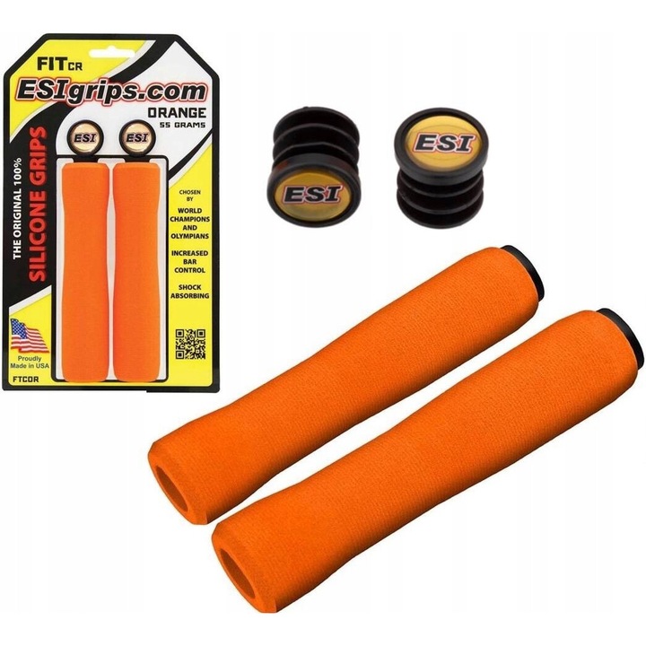 Mansoane bicicleta ESIgrips FIT CR, portocalii, silicon, 133mm, set 2 bucati
