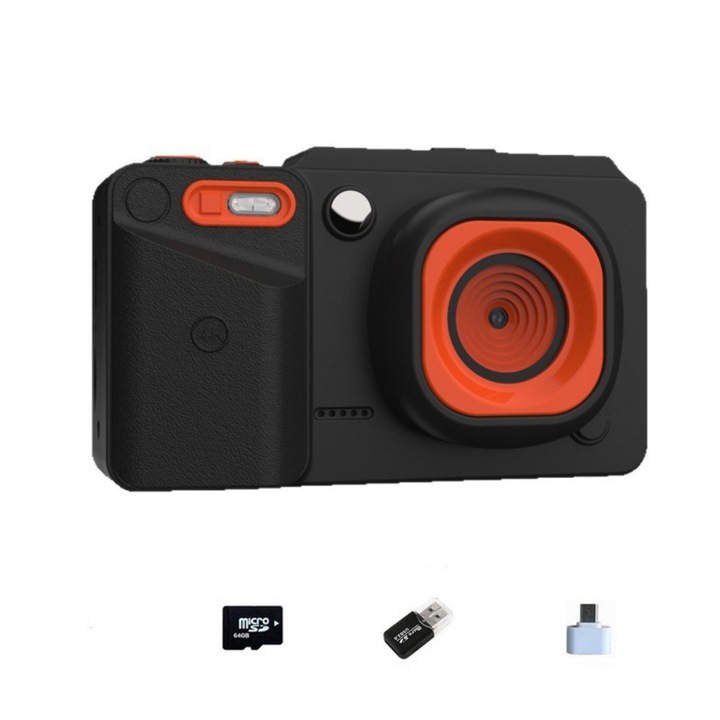 Cameră foto digitală ORBER, 4K, 64GB, ecran HD 2, 8 inci, zoom 16x, negru