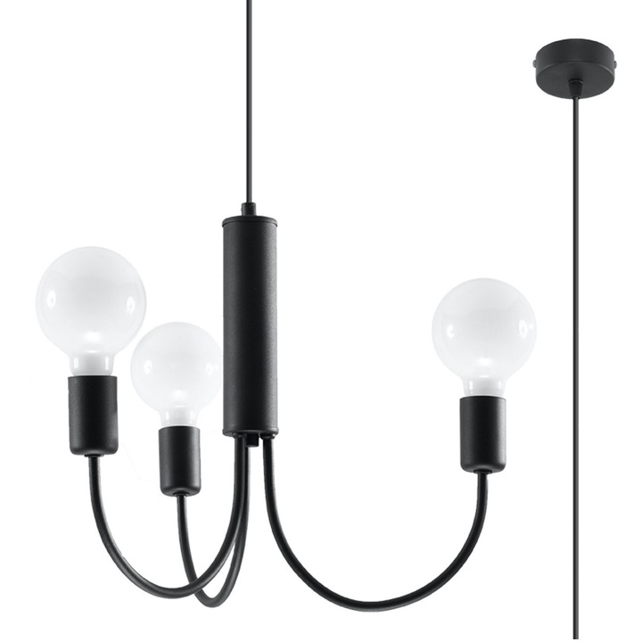 Lampa suspendata LUMILO ARTEMIX 3 E27, neagra, 45x45x100cm