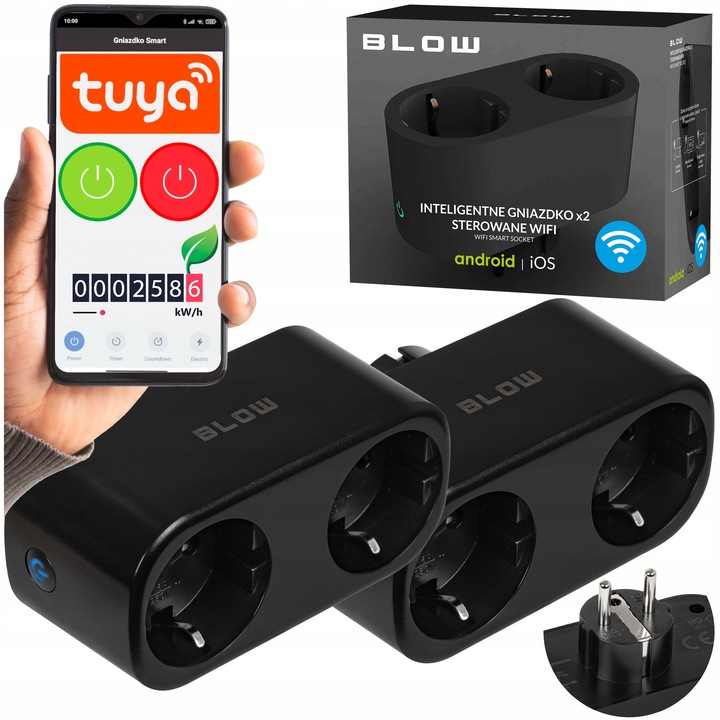 Set 2 Prize Inteligente WiFi Duble Blow, Monitorizare Consum, 16A, Control Vocal