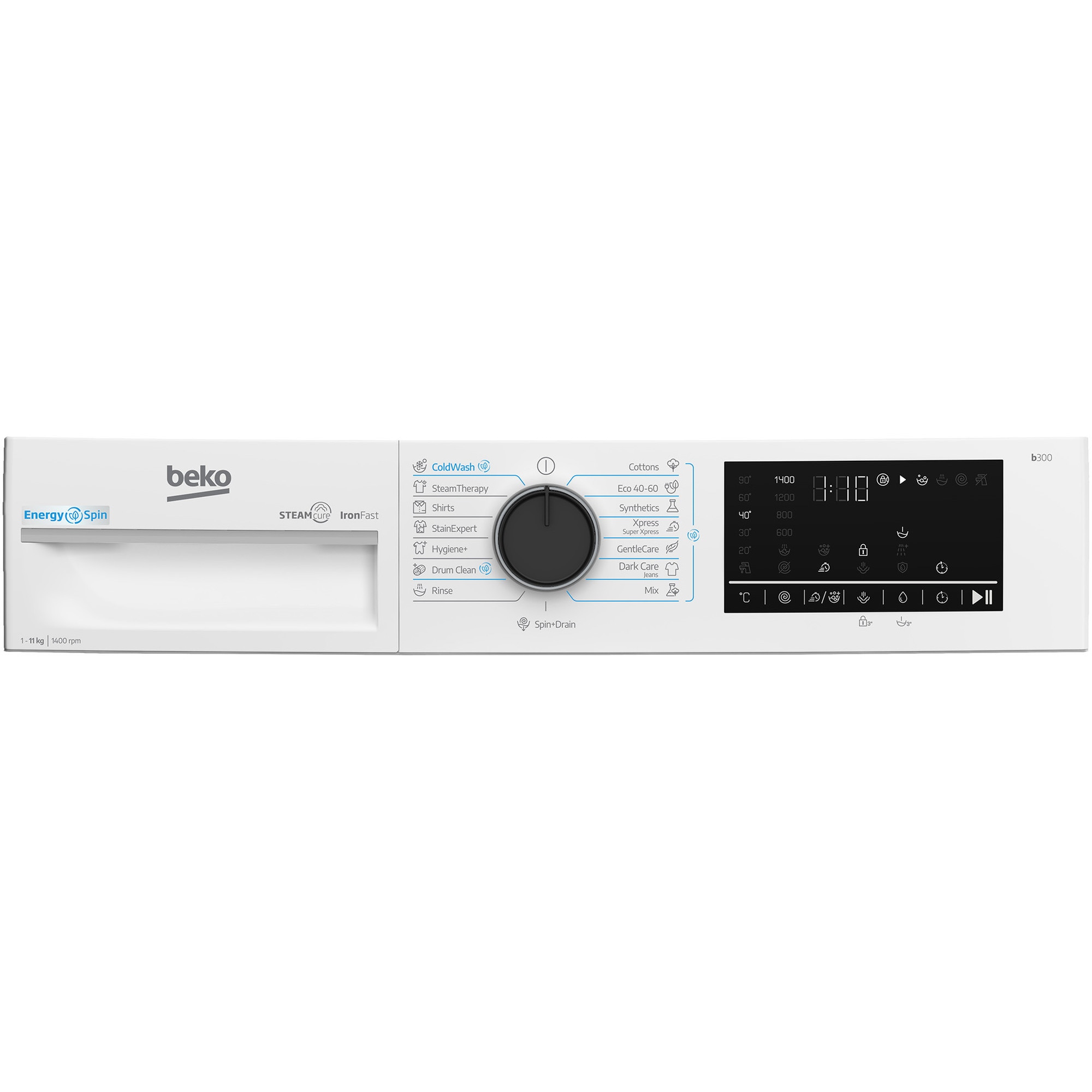 Masina de spalat rufe Beko B3WFT411415WBES, Clasa A,EnergySpin, SteamCure, 11 kg, 1400rpm, Alb
