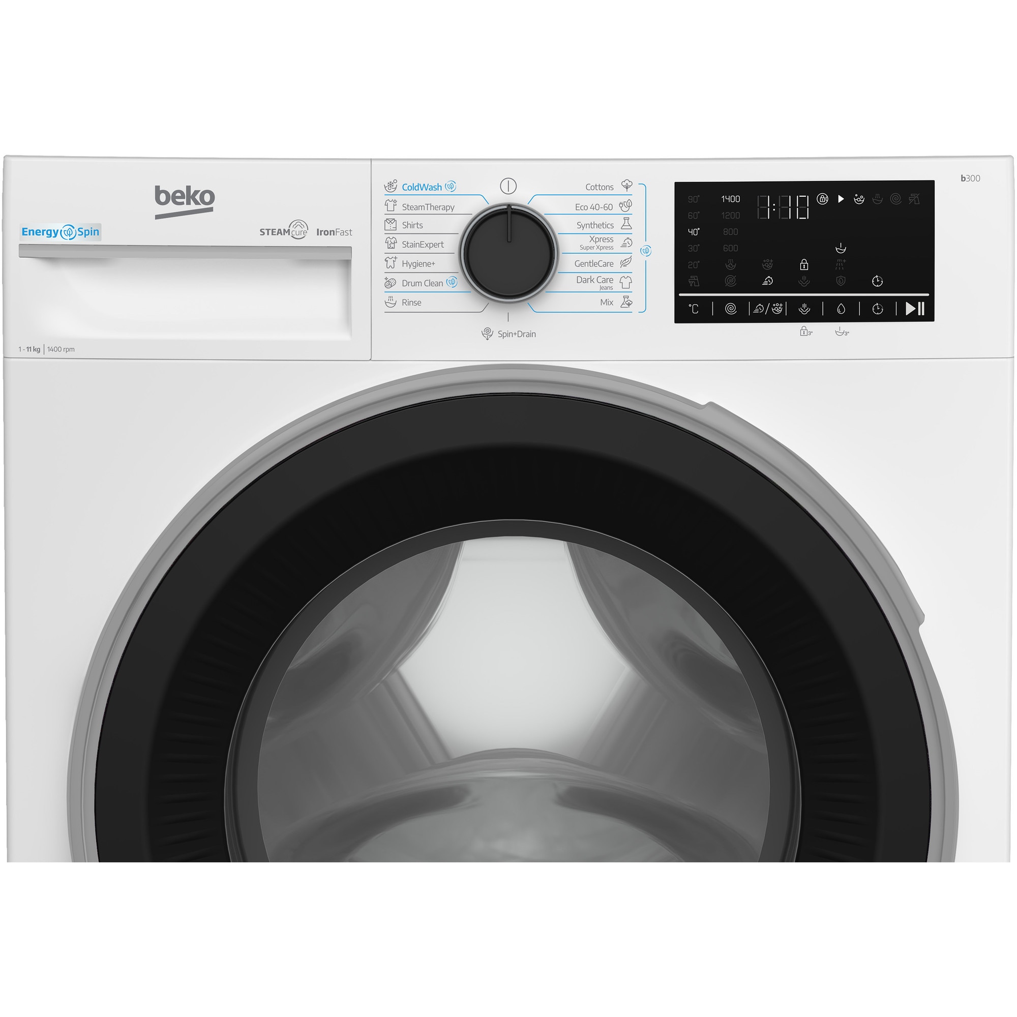 Masina de spalat rufe Beko B3WFT411415WBES, Clasa A,EnergySpin, SteamCure, 11 kg, 1400rpm, Alb