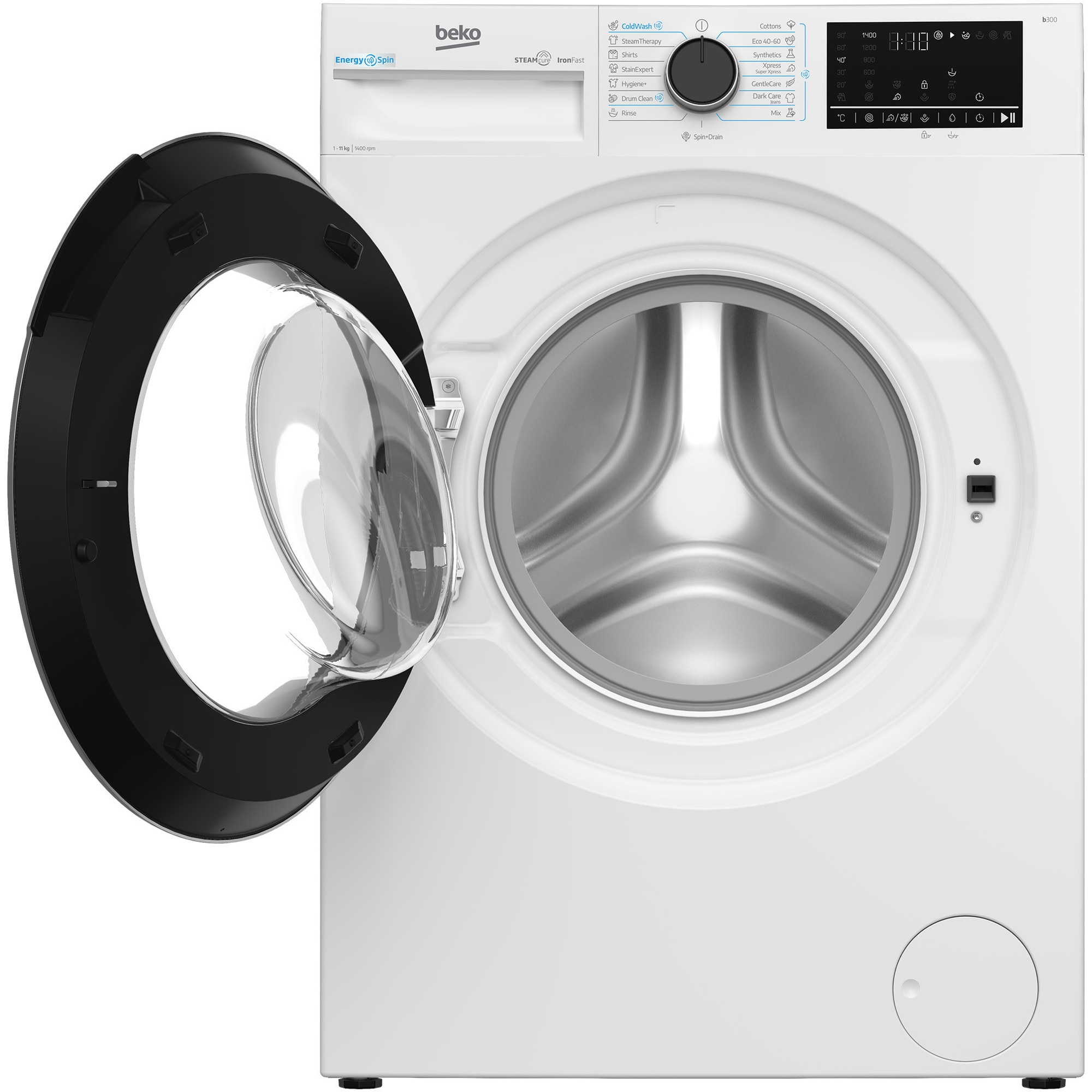Masina de spalat rufe Beko B3WFT411415WBES, Clasa A,EnergySpin, SteamCure, 11 kg, 1400rpm, Alb