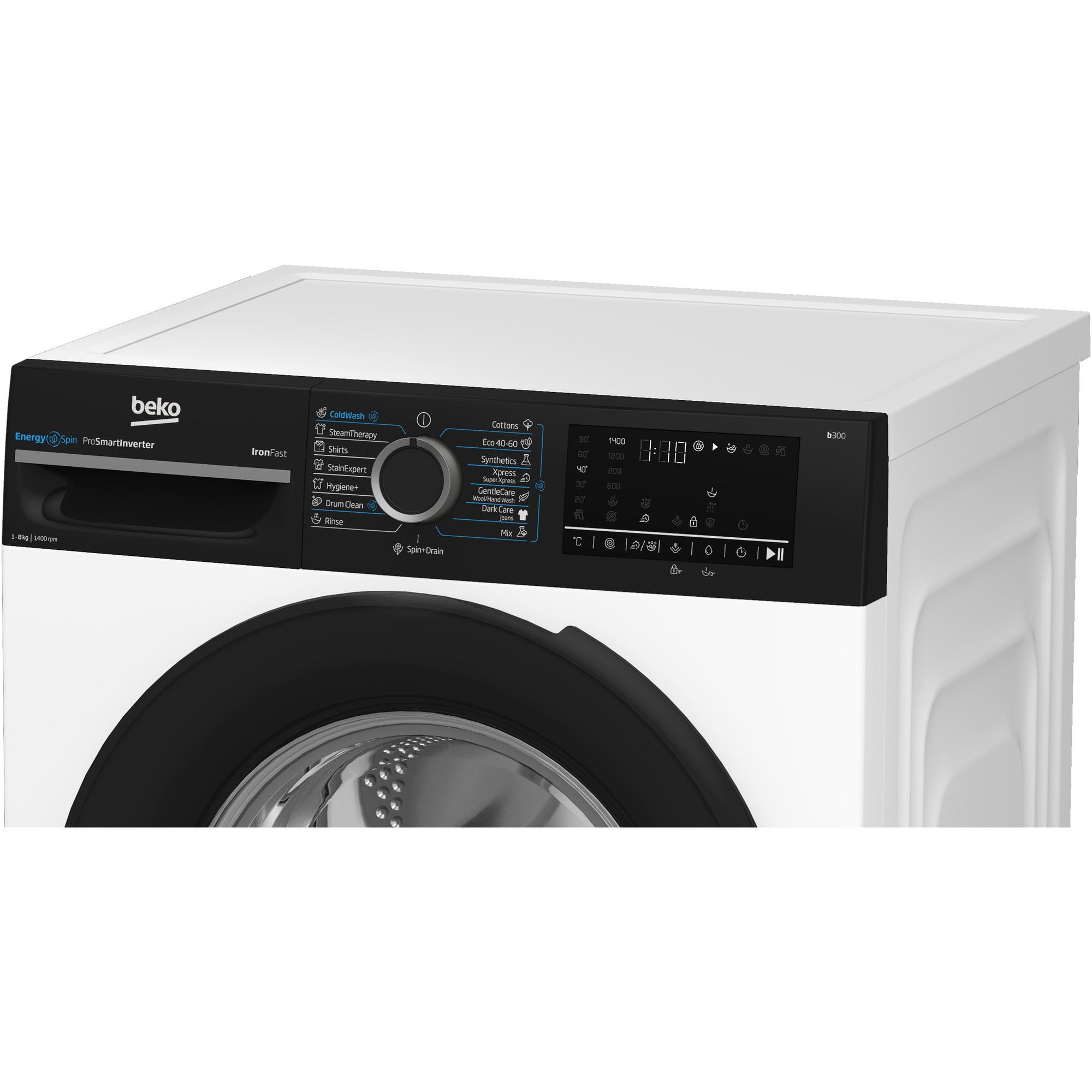 Masina de spalat rufe Beko BM3WFU48415WBPB, Clasa A, EnergySpin, SteamCure, 8 kg, 1400rpm, Alb