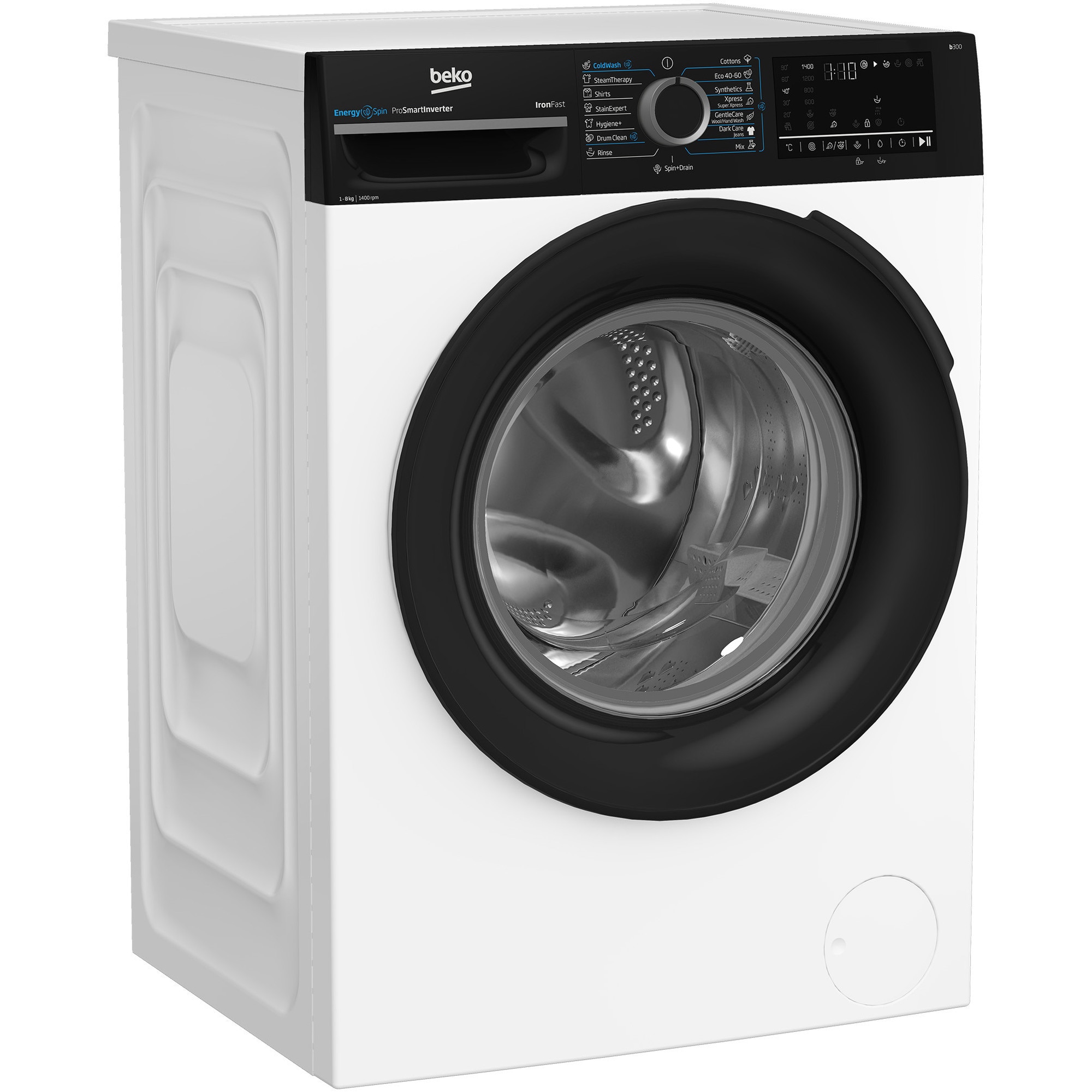 Masina de spalat rufe Beko BM3WFU48415WBPB, Clasa A, EnergySpin, SteamCure, 8 kg, 1400rpm, Alb