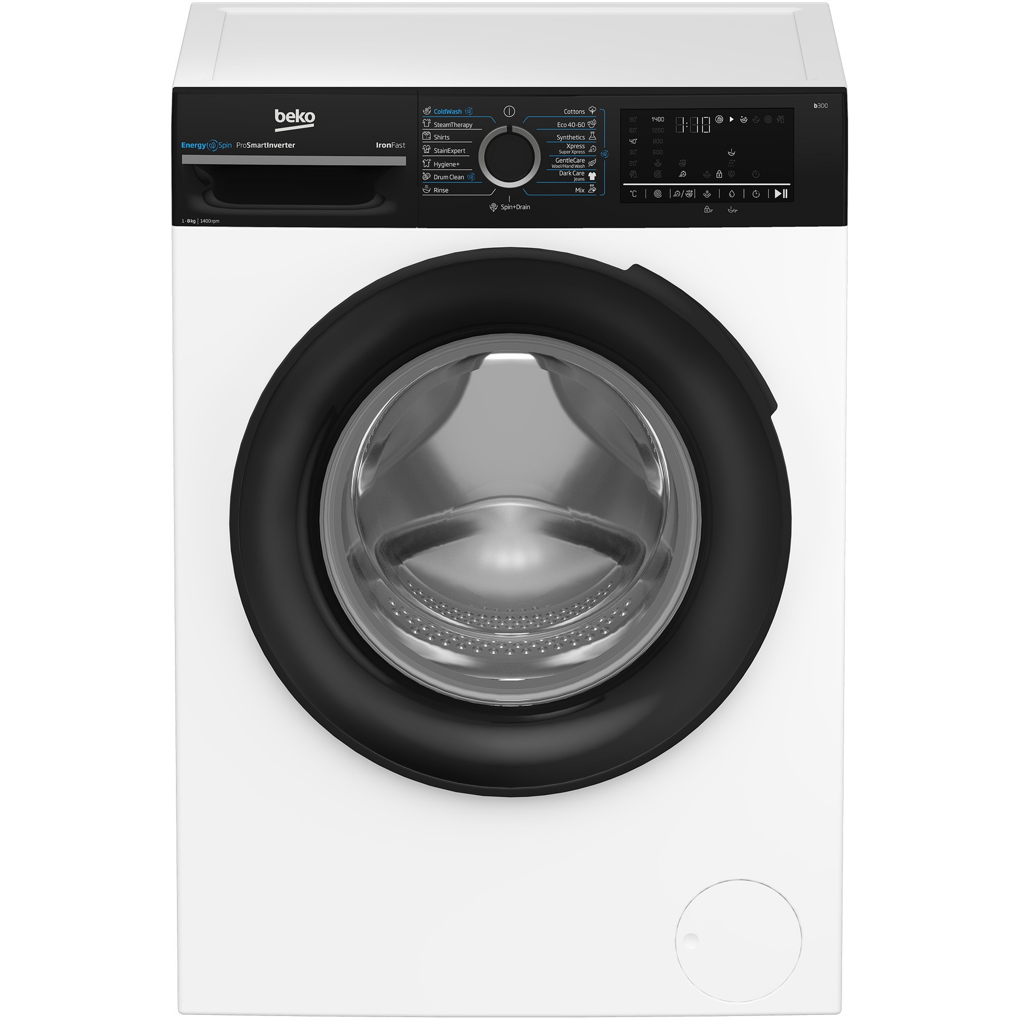 Masina de spalat rufe Beko BM3WFU48415WBPB, Clasa A, EnergySpin, SteamCure, 8 kg, 1400rpm, Alb
