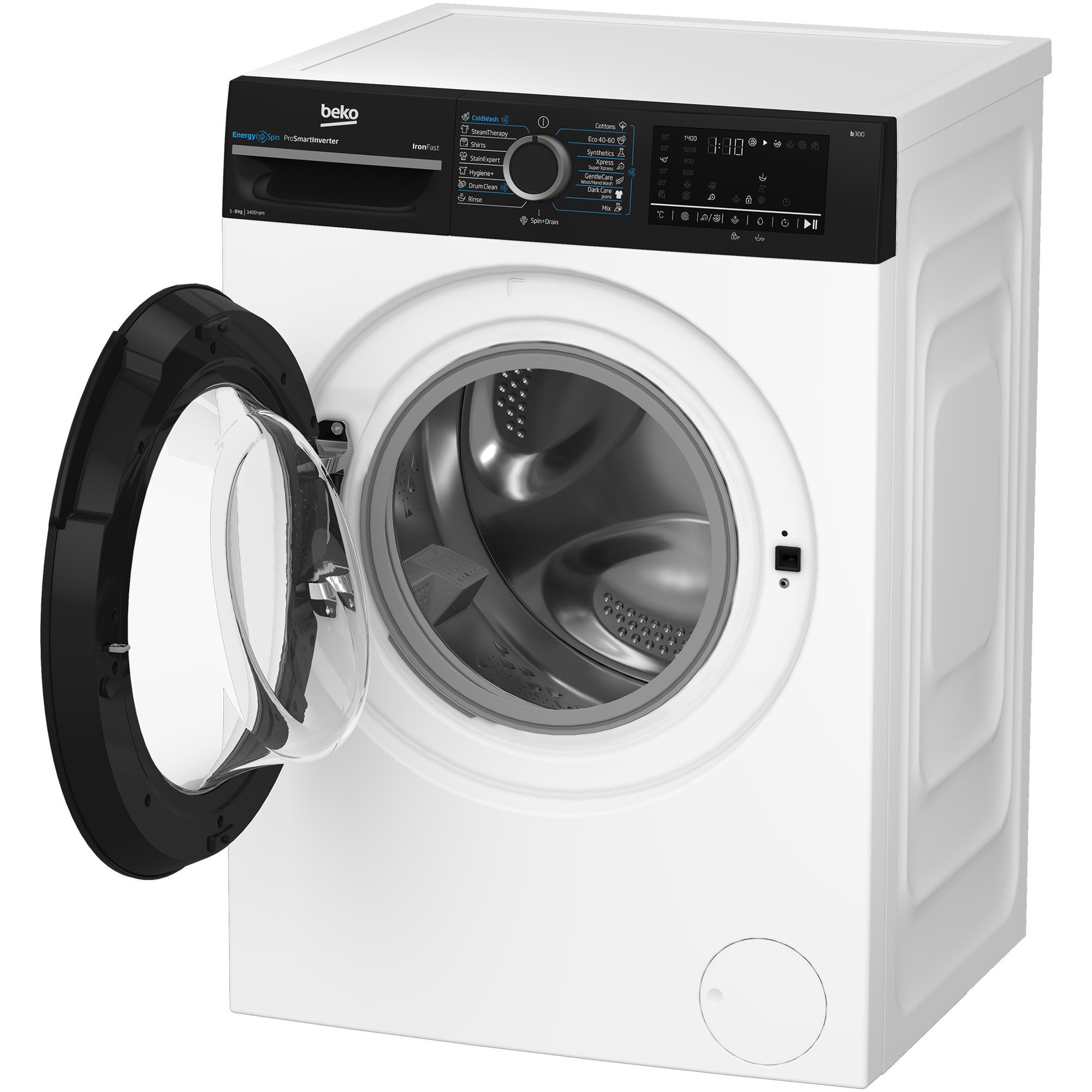Masina de spalat rufe Beko BM3WFU48415WBPB, Clasa A, EnergySpin, SteamCure, 8 kg, 1400rpm, Alb