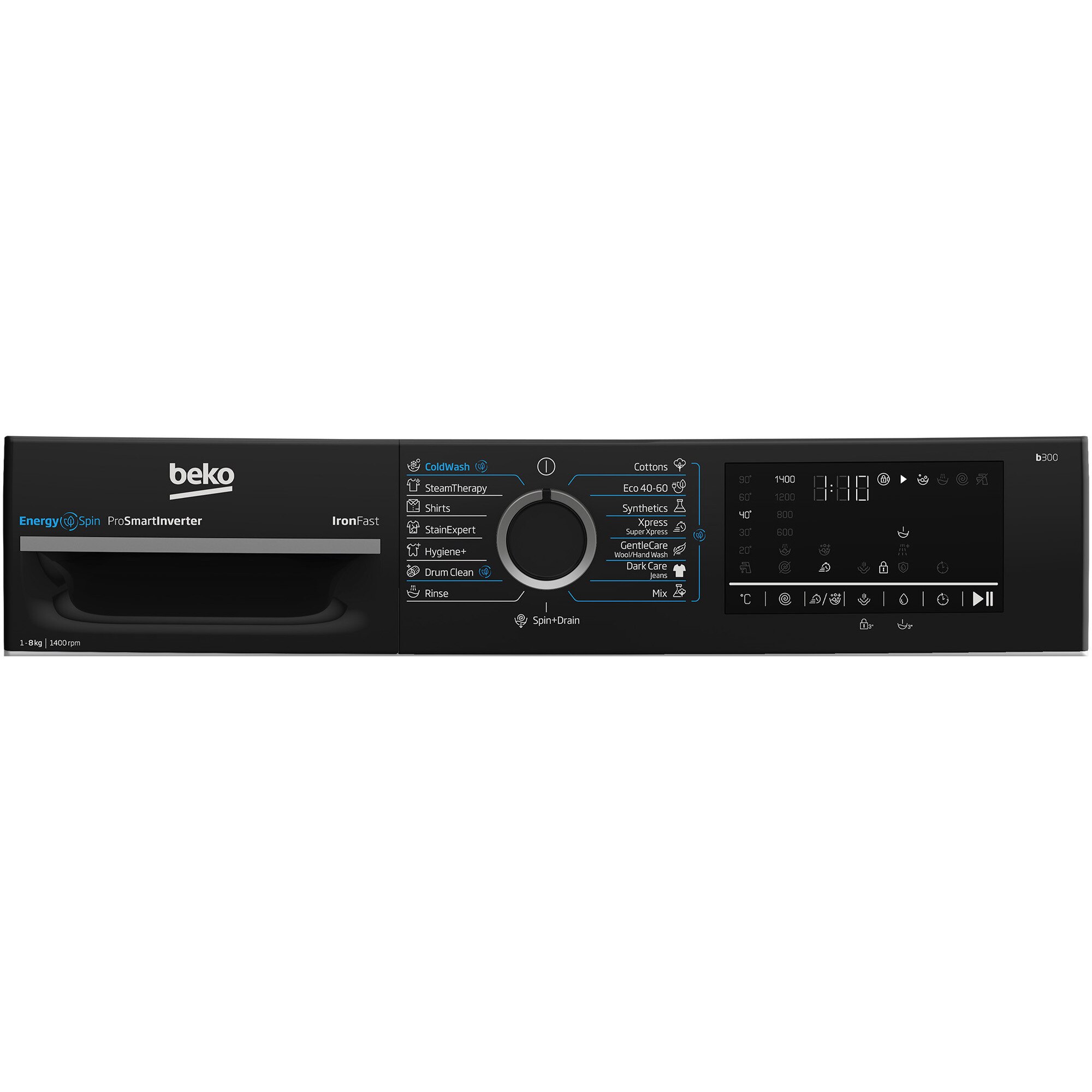 Masina de spalat rufe Beko BM3WFU48415WBPB, Clasa A, EnergySpin, SteamCure, 8 kg, 1400rpm, Alb