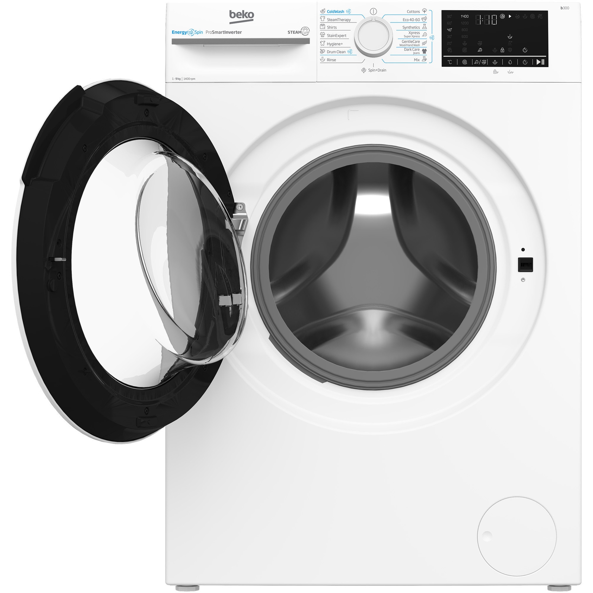 Masina de spalat rufe Beko BM3WFU49413WW, Clasa A, EnergySpin, SteamCure, 9 kg, 1400rpm, Alb