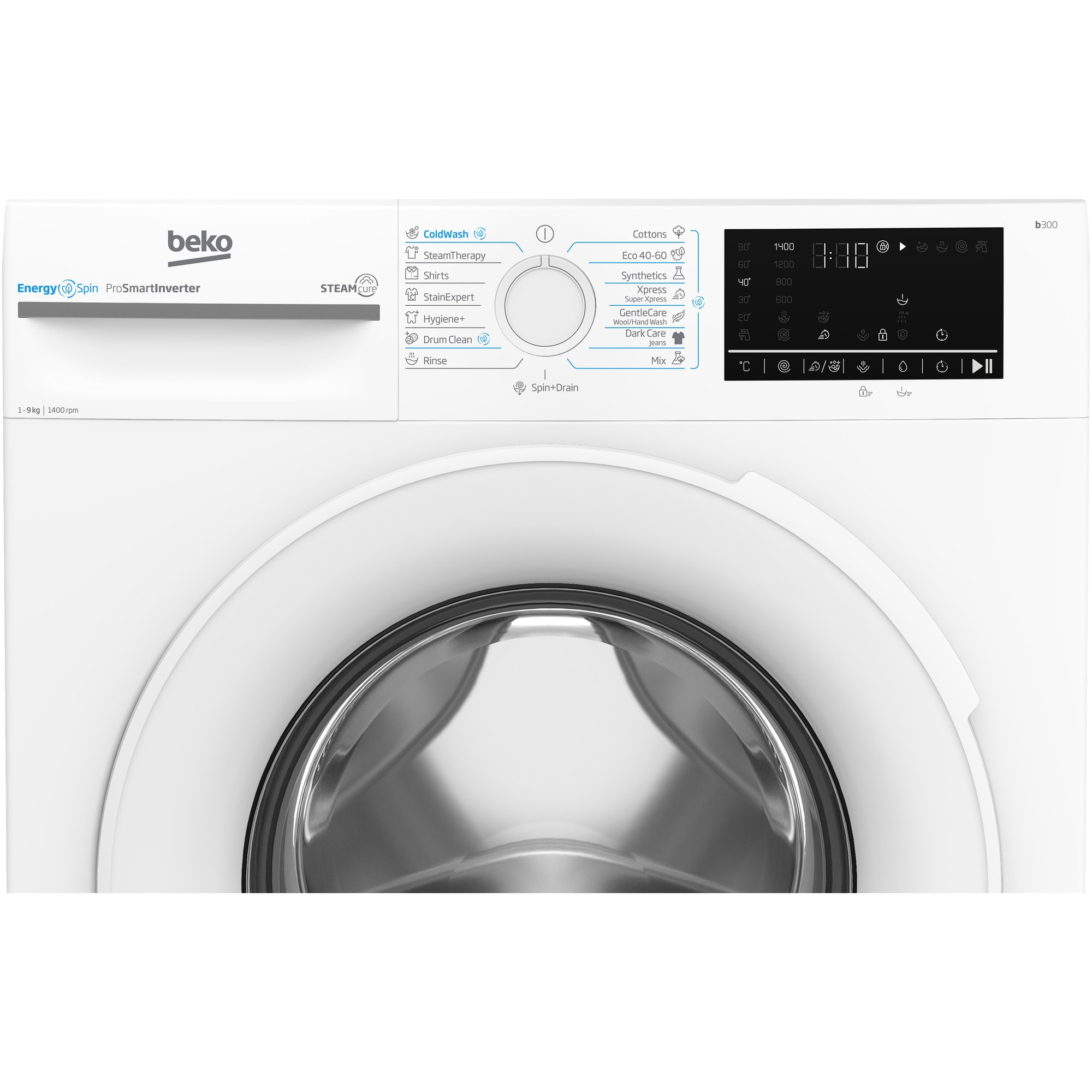 Masina de spalat rufe Beko BM3WFU49413WW, Clasa A, EnergySpin, SteamCure, 9 kg, 1400rpm, Alb