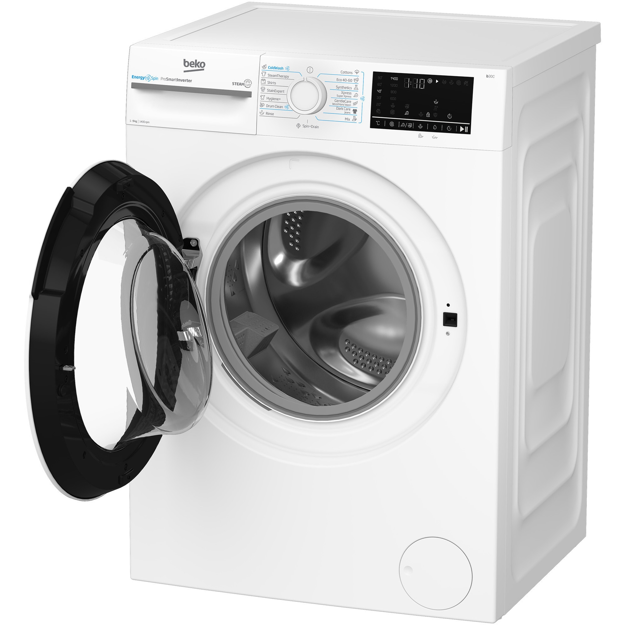 Masina de spalat rufe Beko BM3WFU49413WW, Clasa A, EnergySpin, SteamCure, 9 kg, 1400rpm, Alb