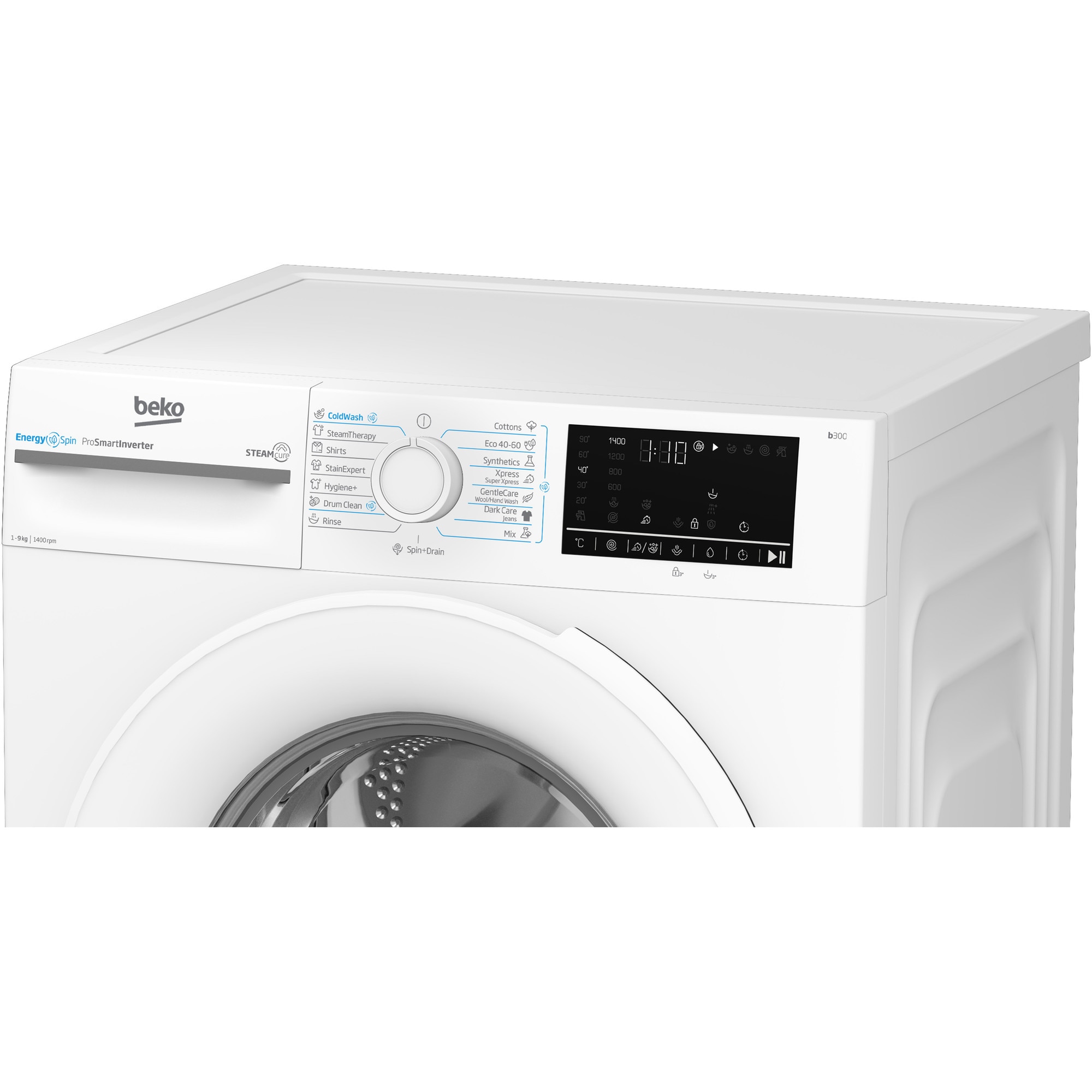 Masina de spalat rufe Beko BM3WFU49413WW, Clasa A, EnergySpin, SteamCure, 9 kg, 1400rpm, Alb