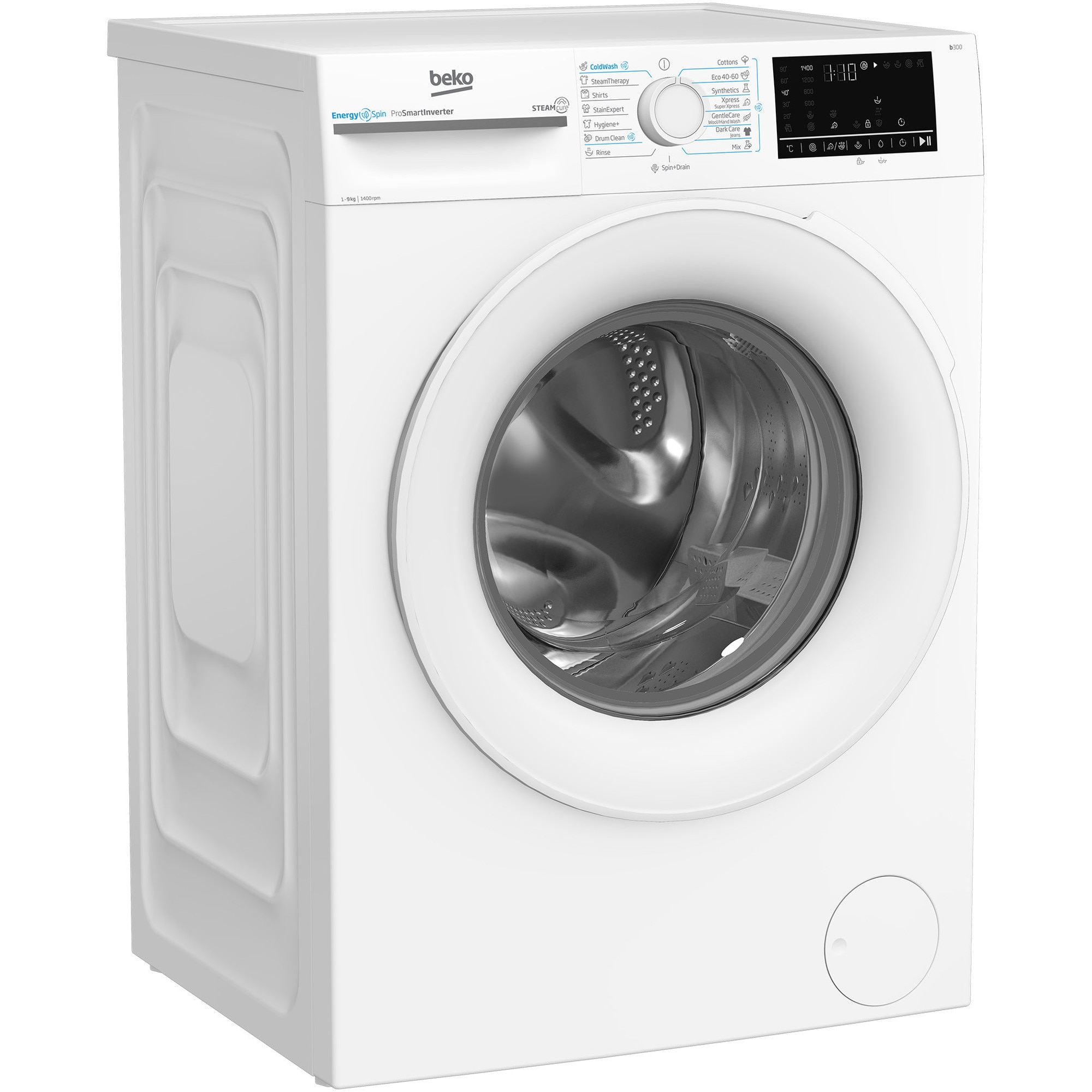 Masina de spalat rufe Beko BM3WFU49413WW, Clasa A, EnergySpin, SteamCure, 9 kg, 1400rpm, Alb