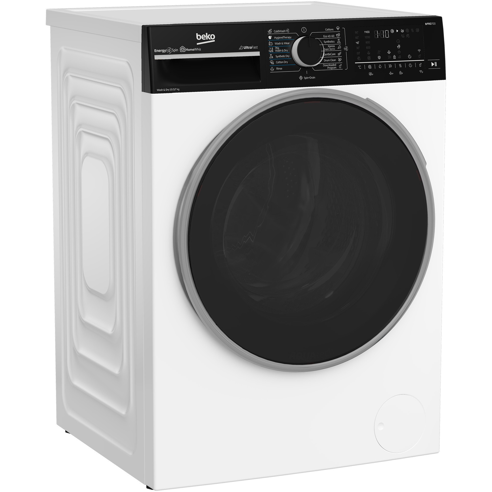 Masina de spalat rufe cu uscator Beko B7DFT6105447WBPBES, Clasa D, SteamCure, 10.5/7 kg, 1400rpm, HomeWhiz, Alb