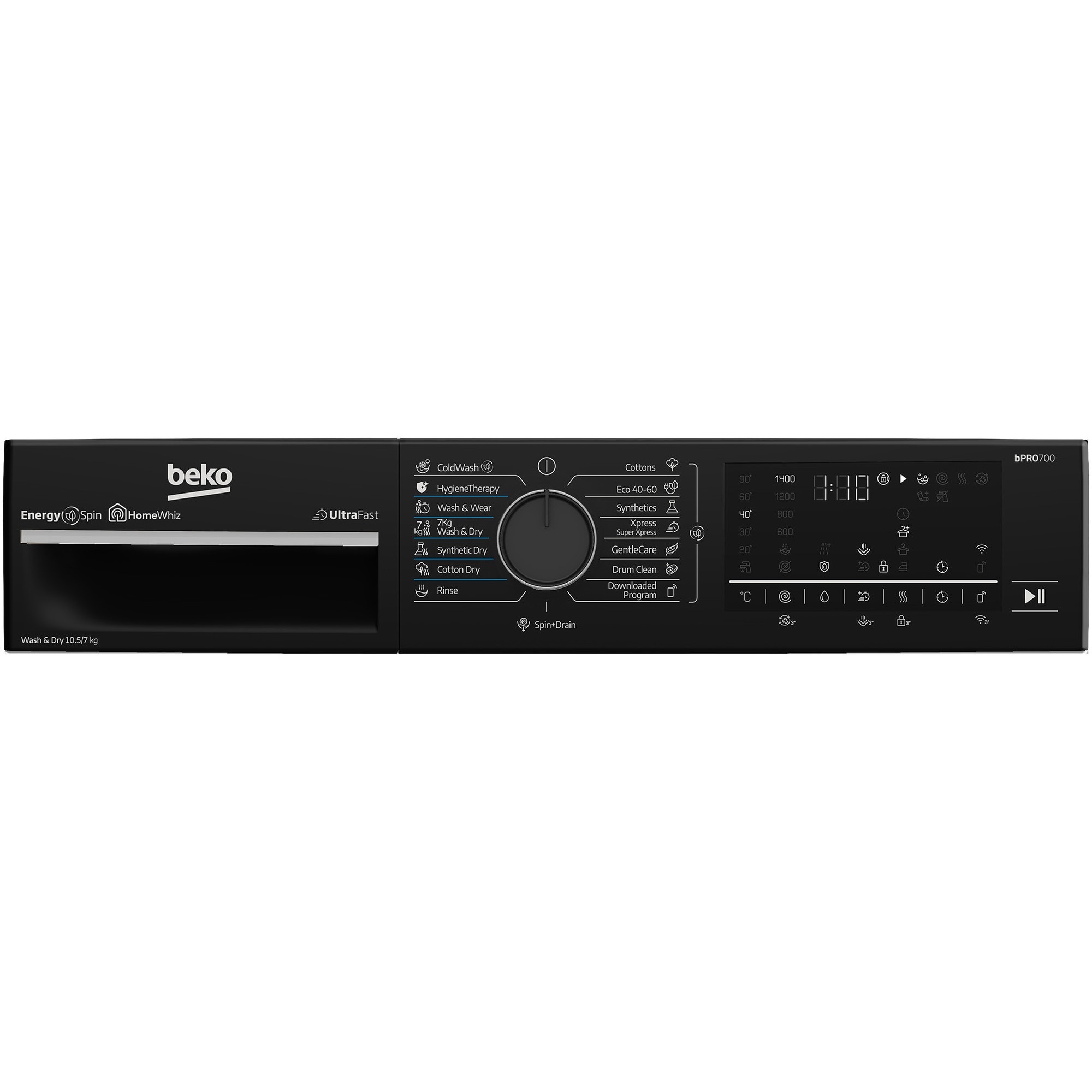 Masina de spalat rufe cu uscator Beko B7DFT6105447WBPBES, Clasa D, SteamCure, 10.5/7 kg, 1400rpm, HomeWhiz, Alb