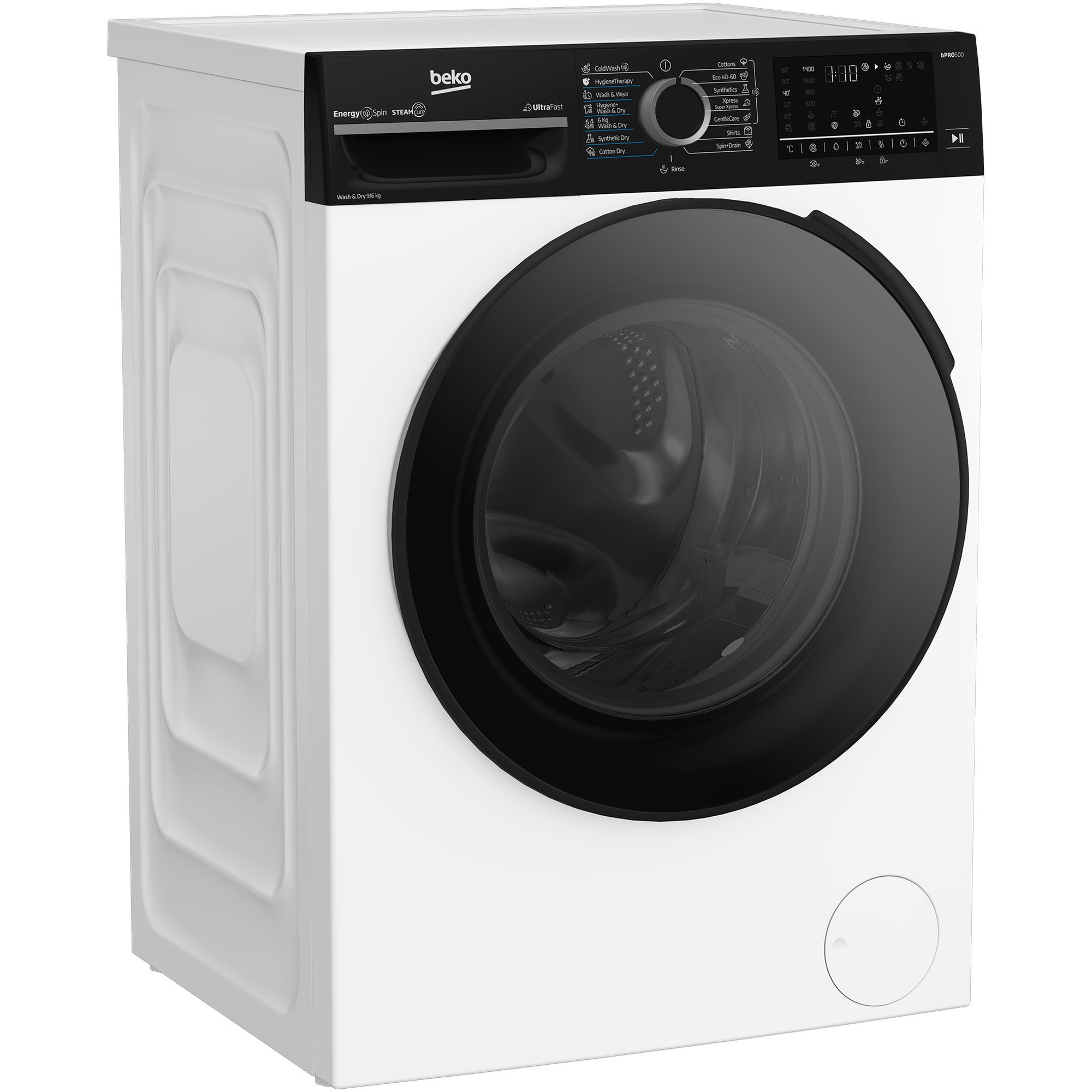 Masina de spalat rufe cu uscator Beko BM5DFST69442WBPB, Clasa D, SteamCure, 9/6 kg, 1400rpm, Alb