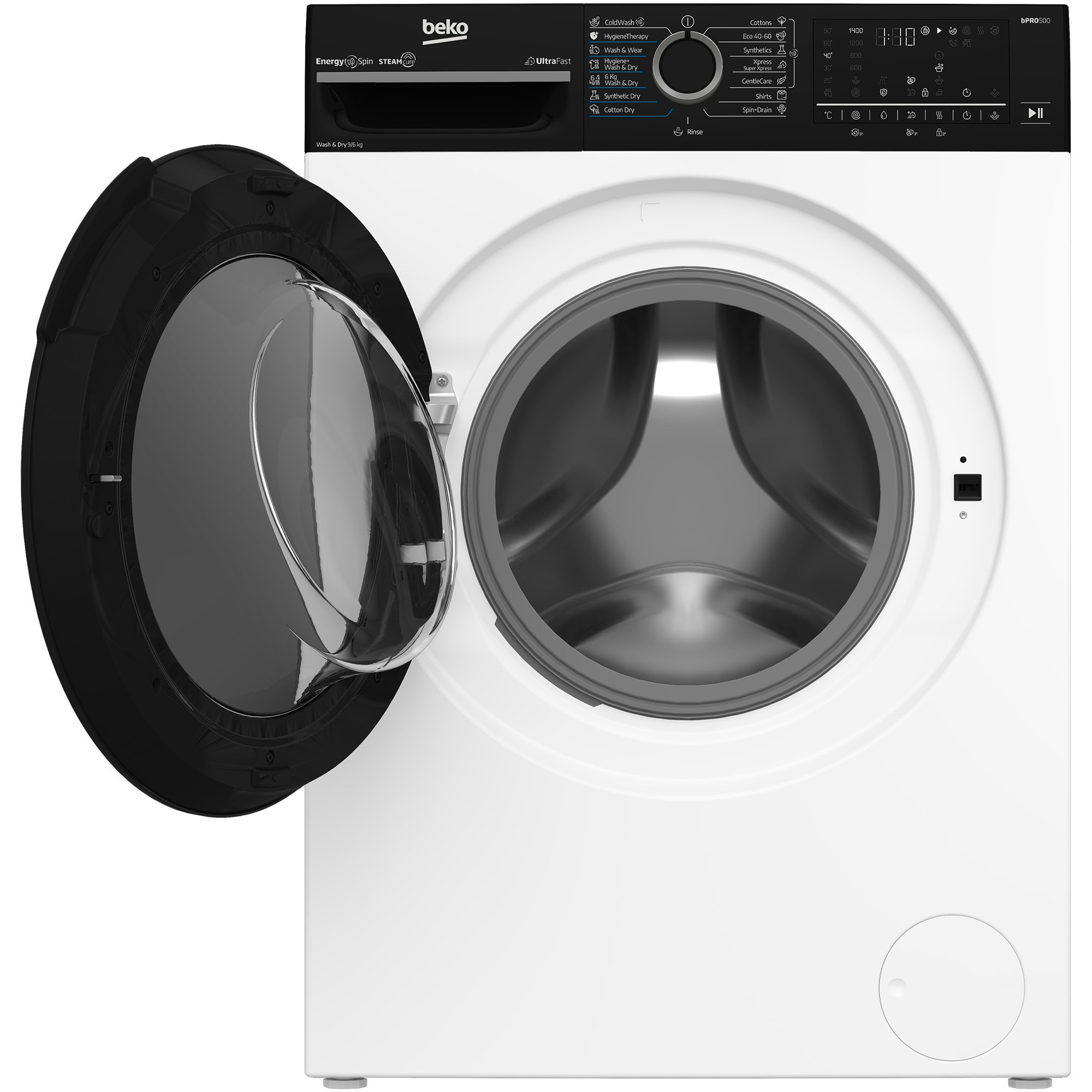 Masina de spalat rufe cu uscator Beko BM5DFST69442WBPB, Clasa D, SteamCure, 9/6 kg, 1400rpm, Alb