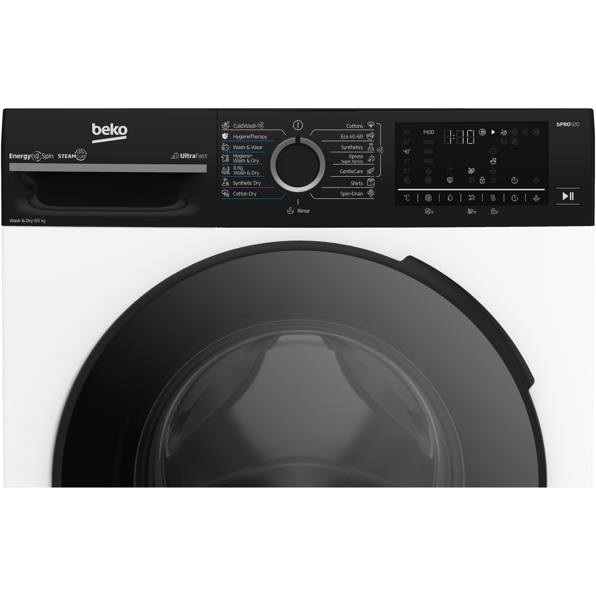Masina de spalat rufe cu uscator Beko BM5DFST69442WBPB, Clasa D, SteamCure, 9/6 kg, 1400rpm, Alb