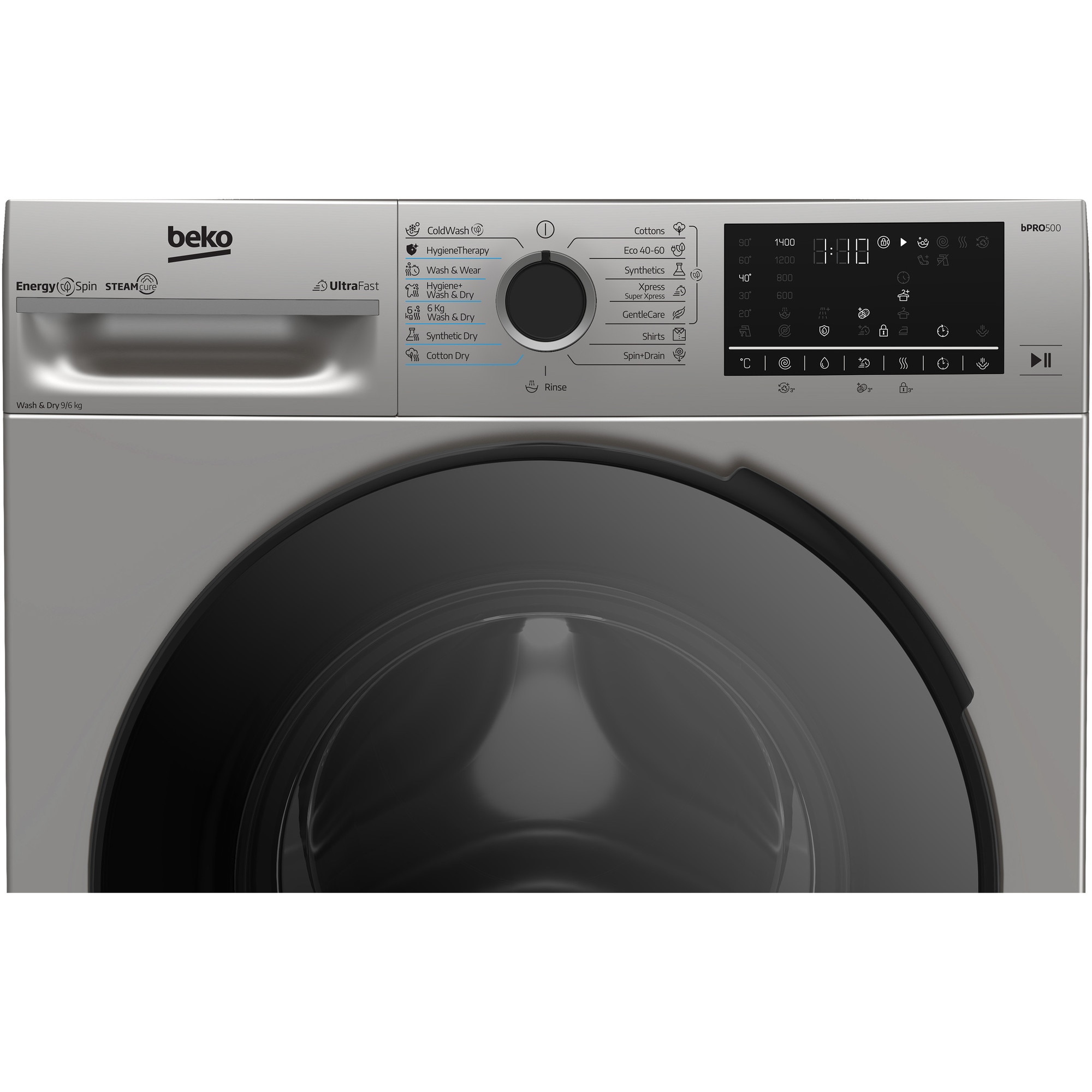 Masina de spalat rufe cu uscator Beko BM5DFT49442GB, Clasa D, SteamCure, 9/6 kg, 1400rpm, Gri