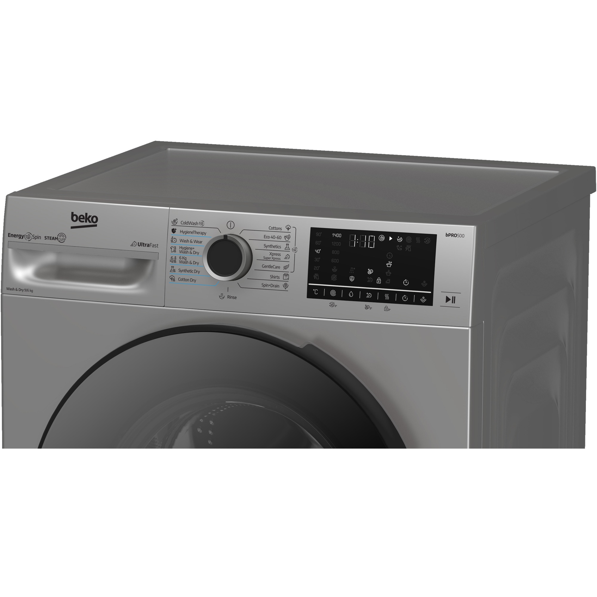 Masina de spalat rufe cu uscator Beko BM5DFT49442GB, Clasa D, SteamCure, 9/6 kg, 1400rpm, Gri