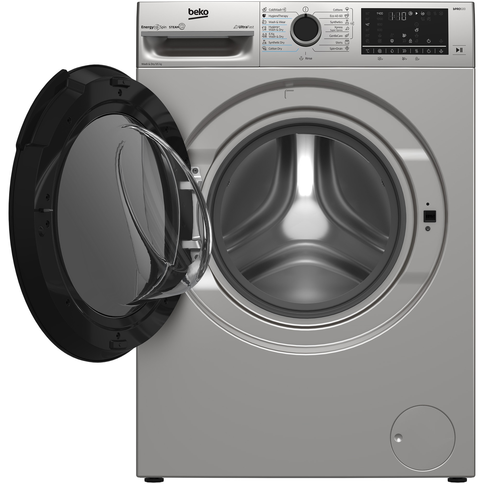 Masina de spalat rufe cu uscator Beko BM5DFT49442GB, Clasa D, SteamCure, 9/6 kg, 1400rpm, Gri