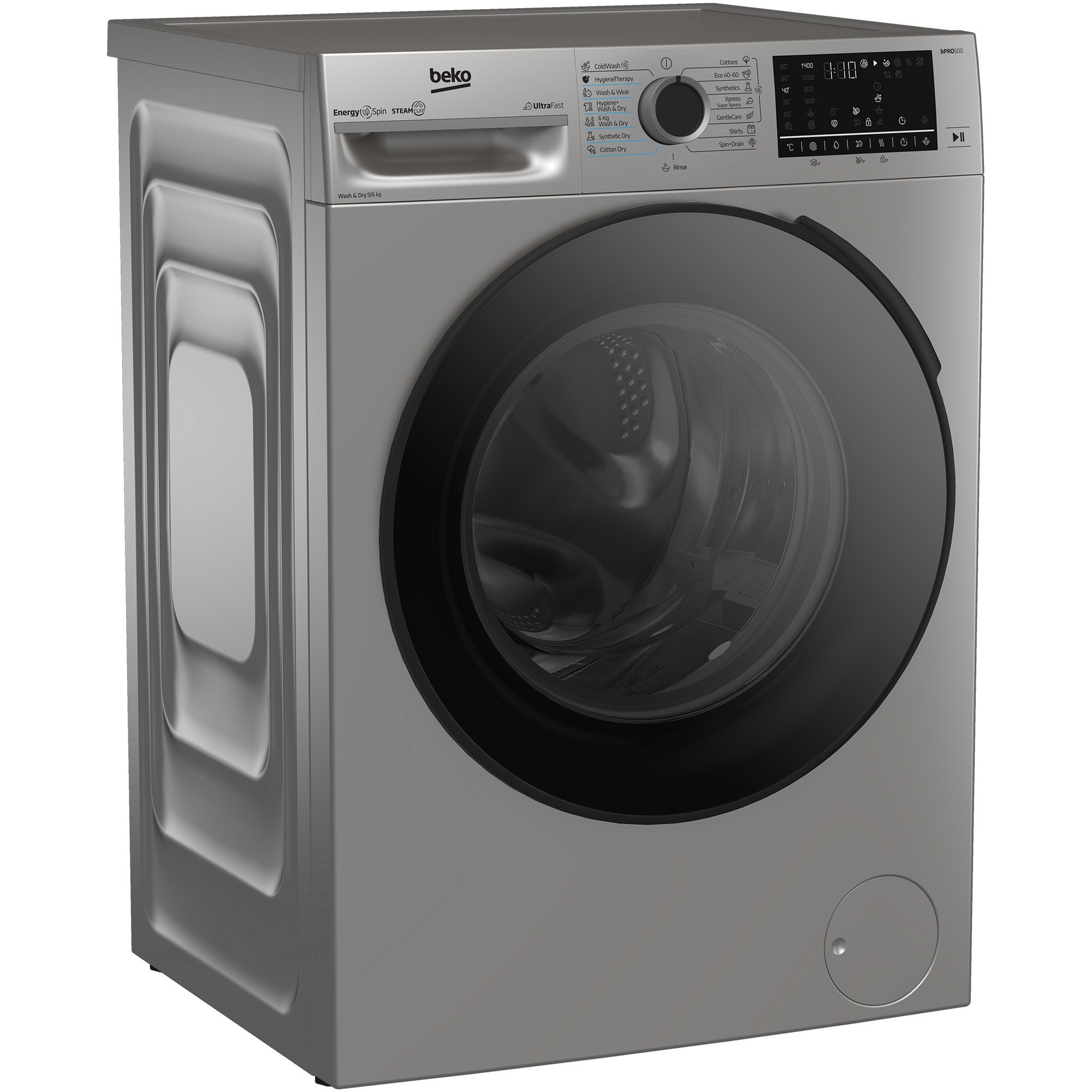 Masina de spalat rufe cu uscator Beko BM5DFT49442GB, Clasa D, SteamCure, 9/6 kg, 1400rpm, Gri