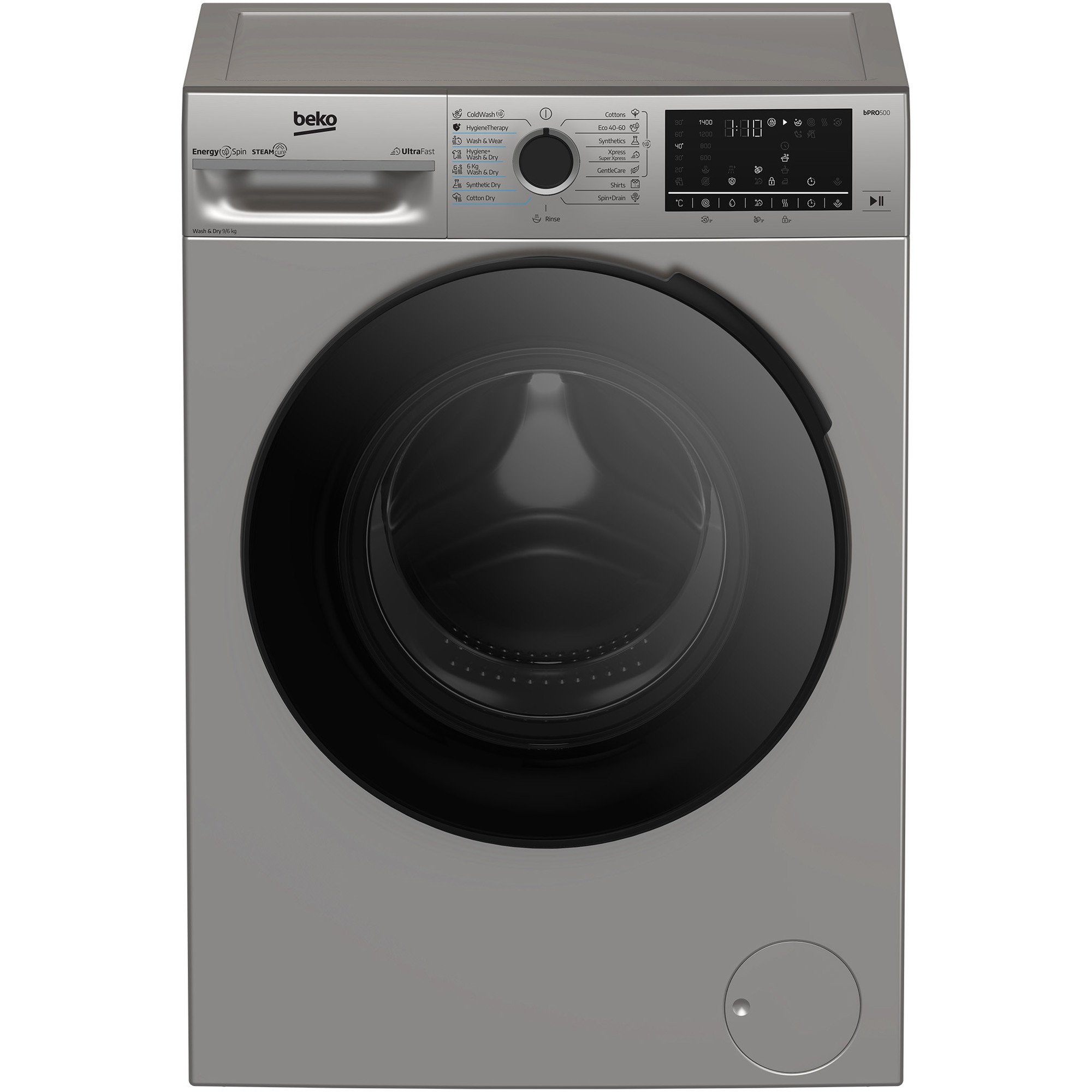 Masina de spalat rufe cu uscator Beko BM5DFT49442GB, Clasa D, SteamCure, 9/6 kg, 1400rpm, Gri