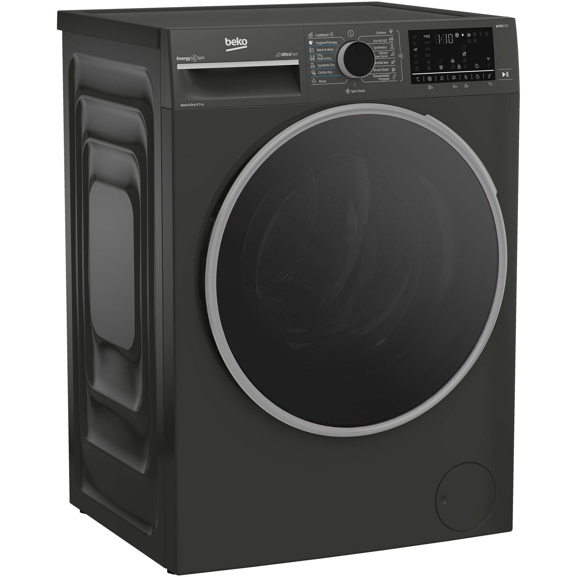 Masina de spalat rufe cu uscator Beko B7DFT68442MES, Clasa D, SteamCure, 8/5 kg, 1400rpm, HomeWhiz, Gri