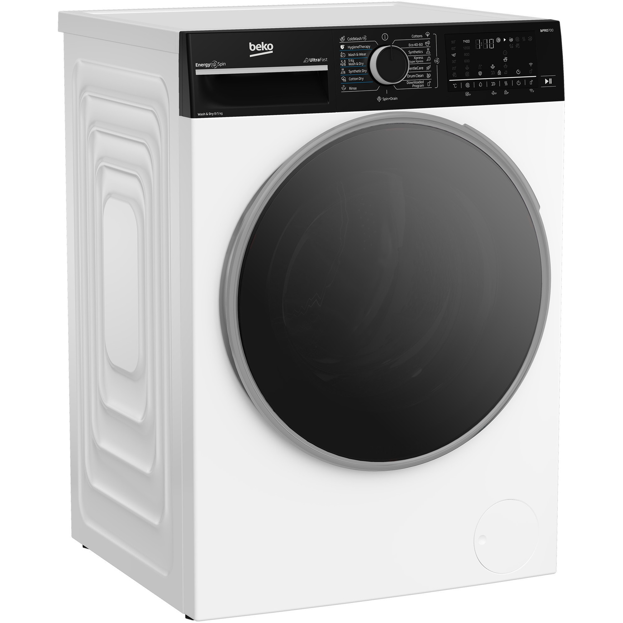 Masina de spalat rufe cu uscator Beko B7DFT68442WBPB ES, Clasa D, EnergySpin, 8/5 kg, 1400rpm, HomeWhiz, Alb