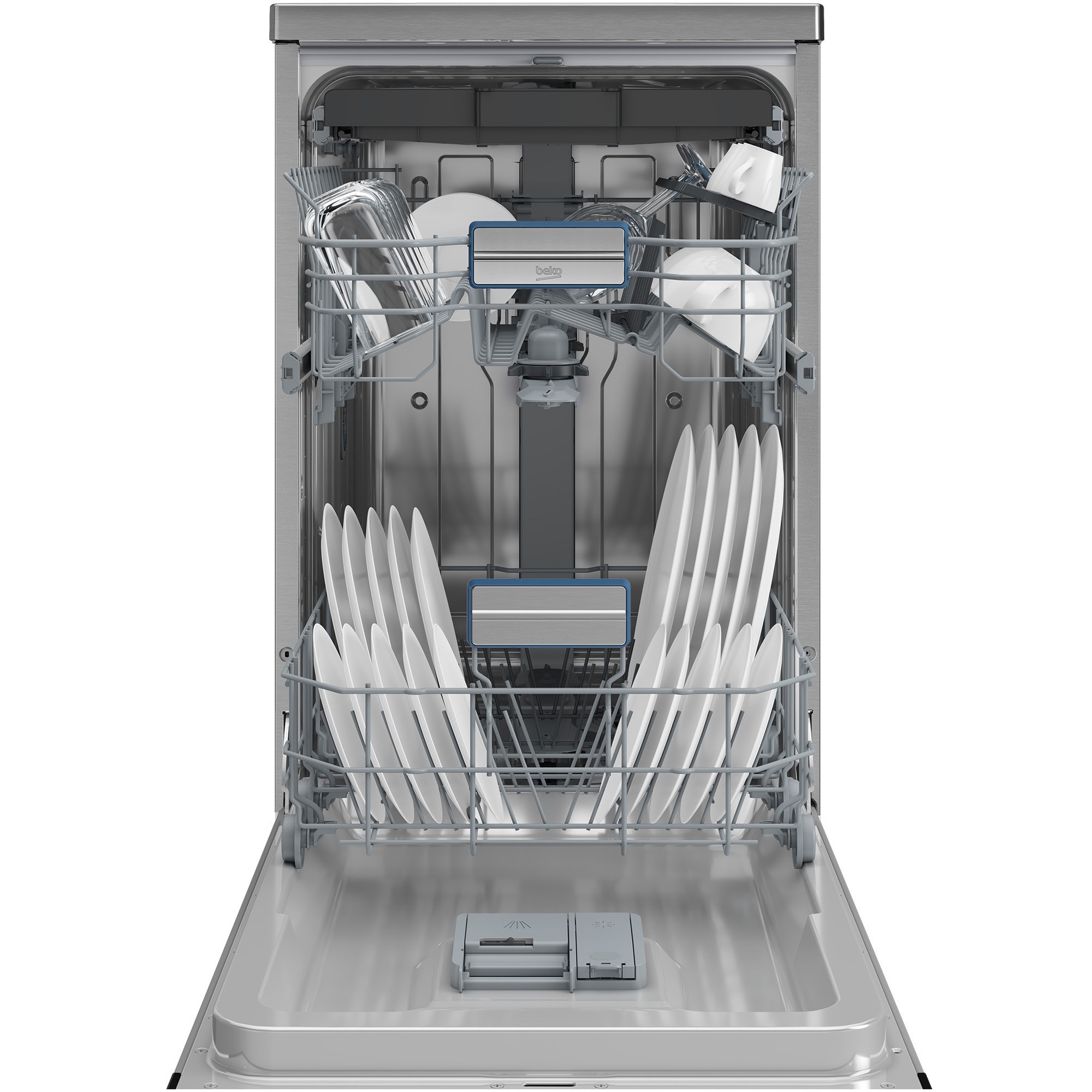 Masina de spalat vase Beko BDFS26050XQ, 10 seturi, 6 programe, Slim, Child Lock, Display LED, ProSmart Inverter, SelfDry, Pearl Inox, Clasa B