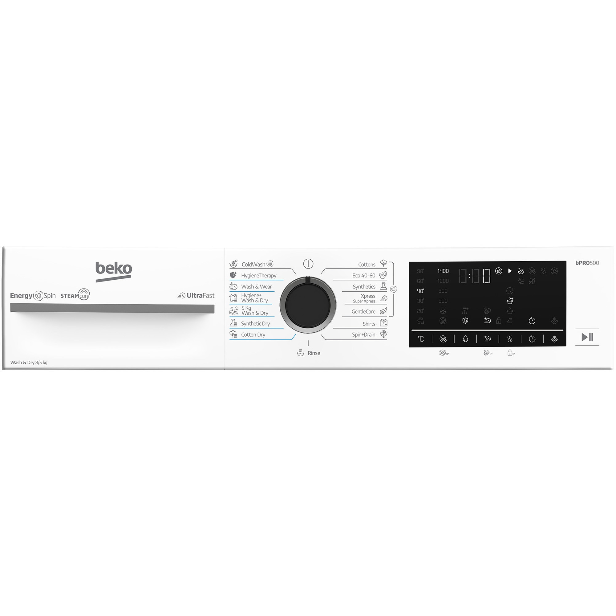 Masina de spalat rufe cu uscator BEKO BM5DFST68442W, Clasa D, SteamCure, 8/5 kg, 1400 rpm, Alb