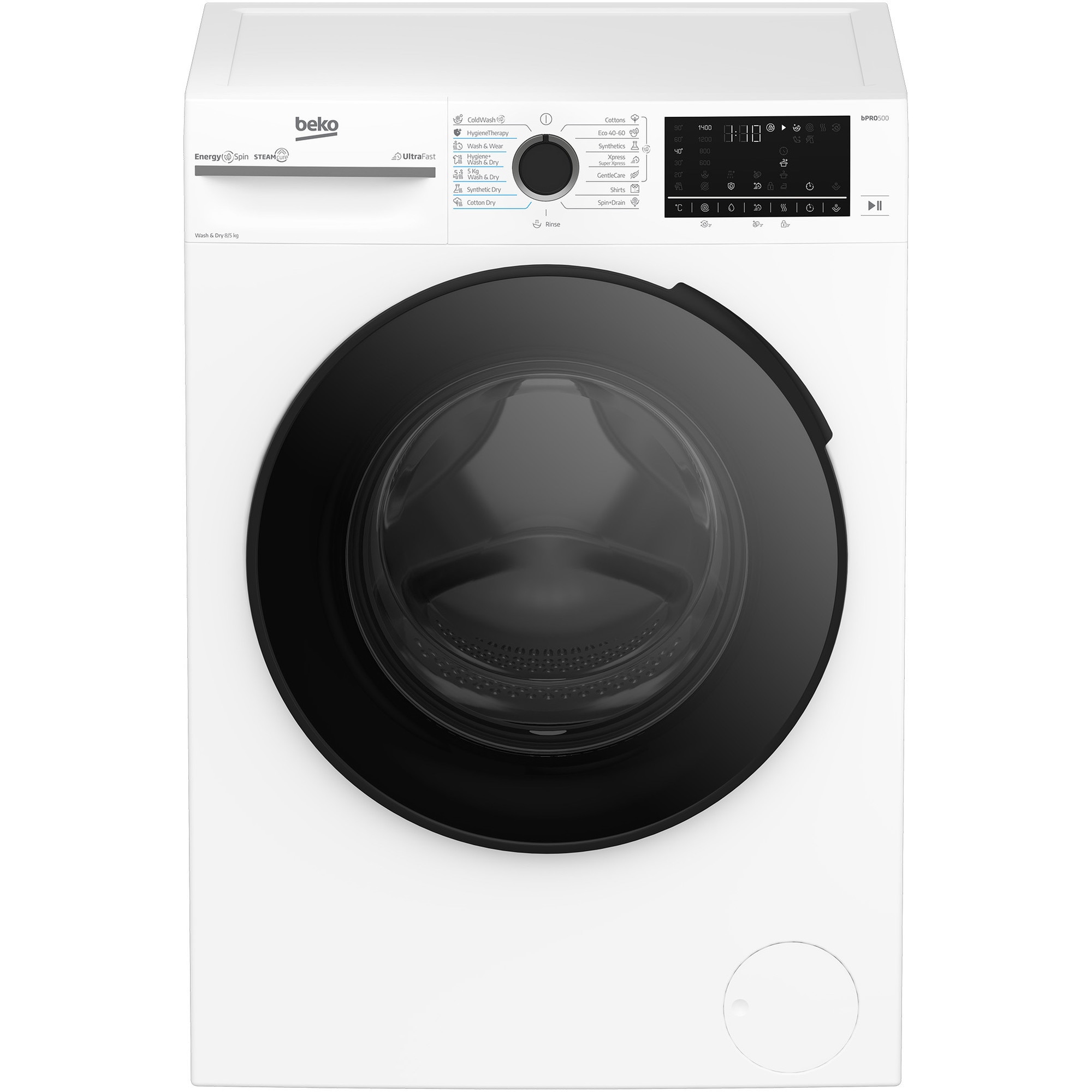 Masina de spalat rufe cu uscator BEKO BM5DFST68442W, Clasa D, SteamCure, 8/5 kg, 1400 rpm, Alb