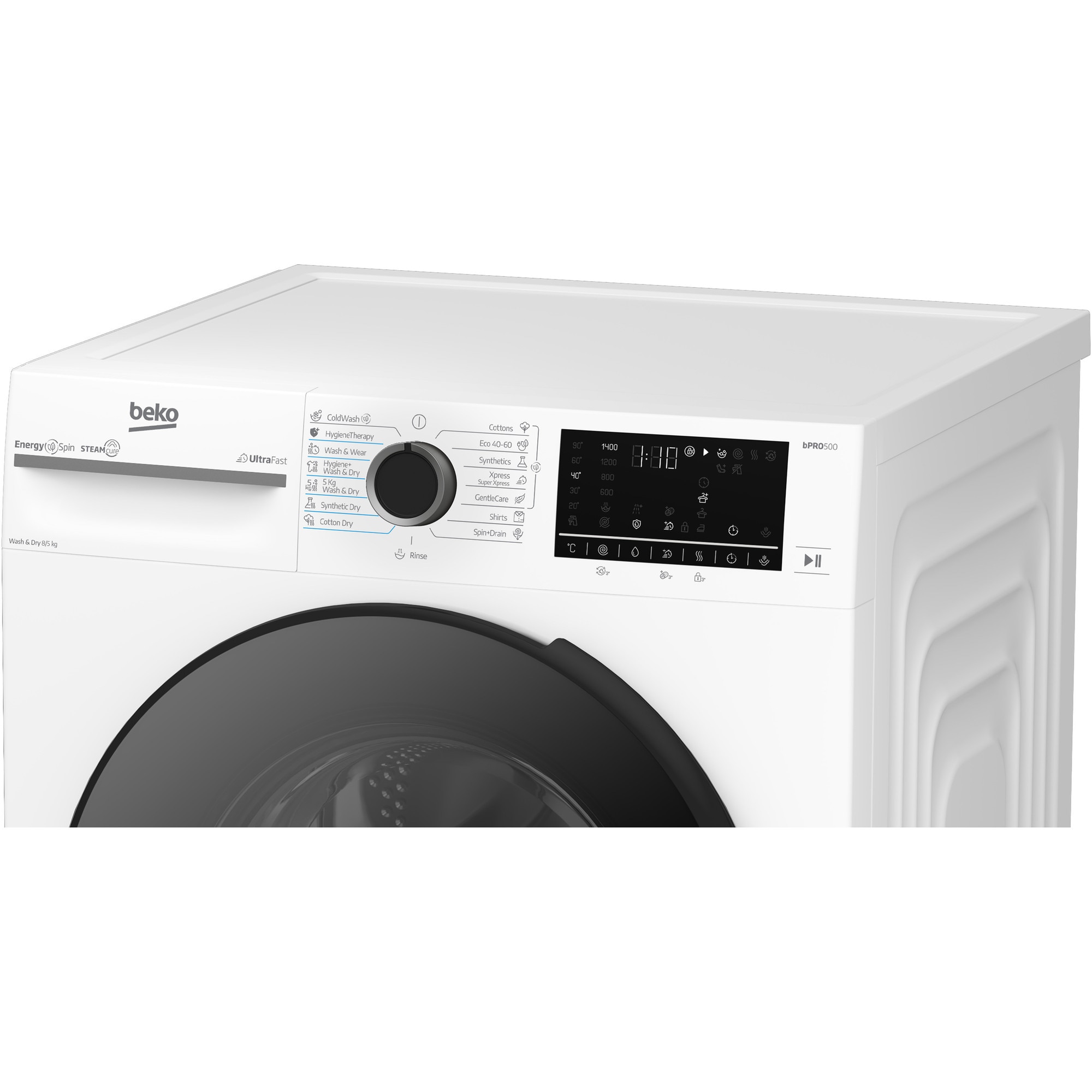 Masina de spalat rufe cu uscator BEKO BM5DFST68442W, Clasa D, SteamCure, 8/5 kg, 1400 rpm, Alb